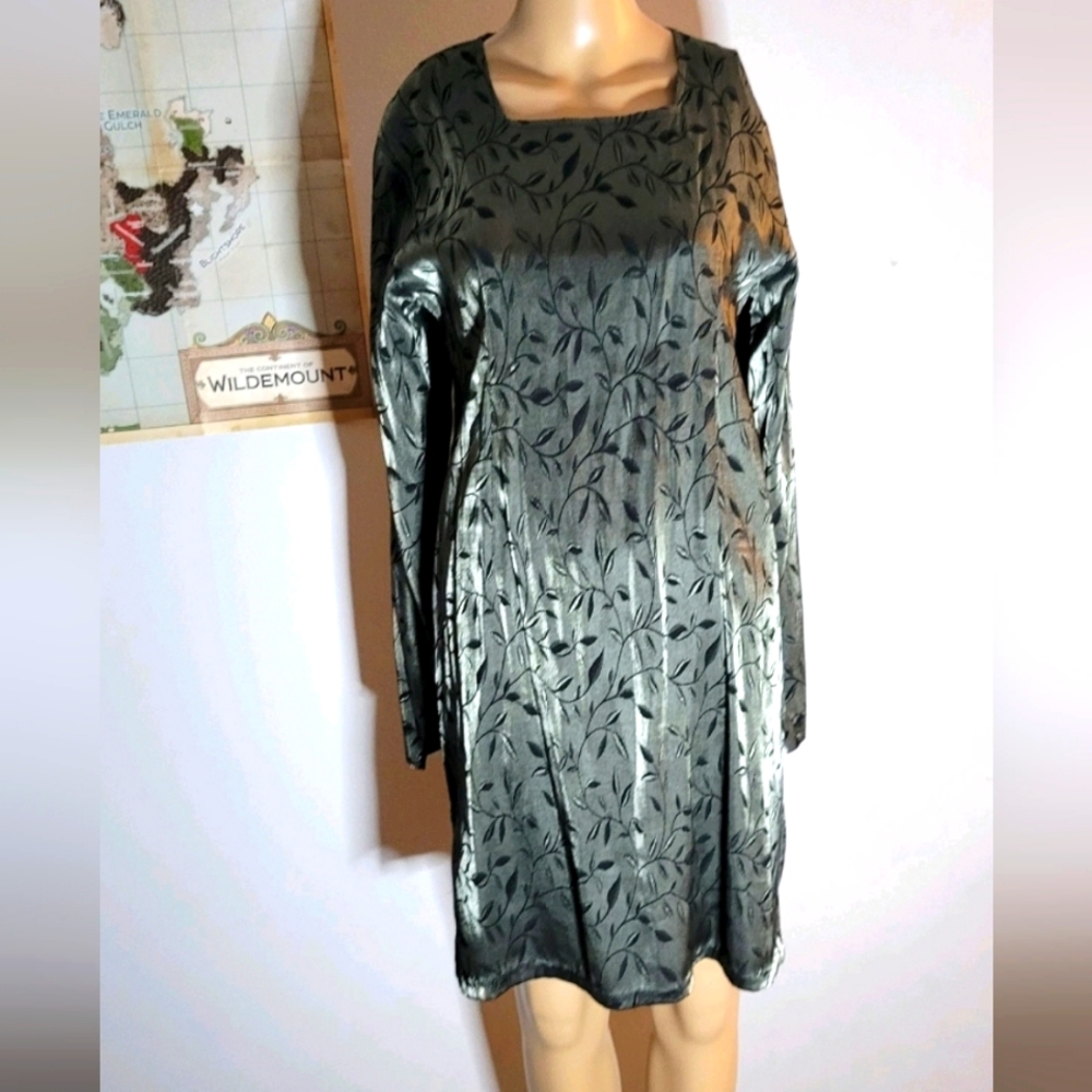 Vintage 1990's Tailor-made Metalic Colour Midi Dress size 12